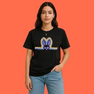 Psycho Bunny Rainbow Bunny Graphic Tee – Size 8 (XL/XXL) – 100% Pima Cotton